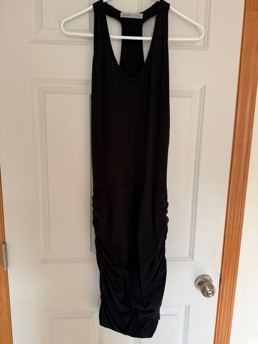Athleta Black Racerback Maxi Dress with Ruched Sides